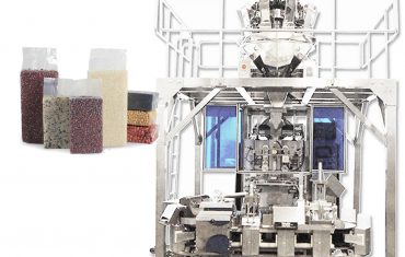 Confezionatrice per riempimento automatico di sacchetti sottovuoto tipo mattone per grano